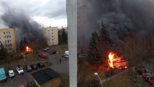 Pożar wiaty śmietnikowej na jednym z gorzowskich osiedli