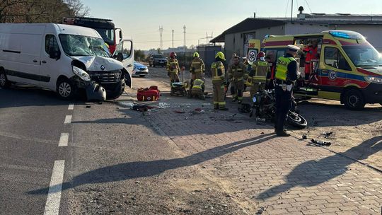 Zderzenie motocykla z autem dostawczym pod Gorzowem