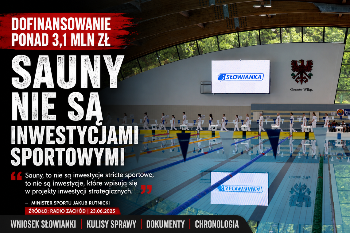 Minister Sportu: sauny nie miały szans na dofinansowanie. Nowe fakty w sprawie wniosku Słowianki Minister Sportu: sauny nie miały szans na dofinansowanie. Nowe fakty w sprawie wniosku Słowianki