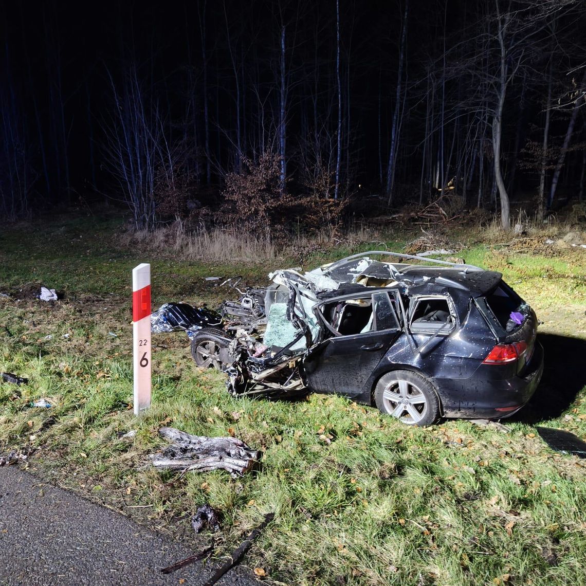 Nocna tragedia na drodze. Kierowca zginął na miejscu Nocna tragedia na drodze. Kierowca zginął na miejscu