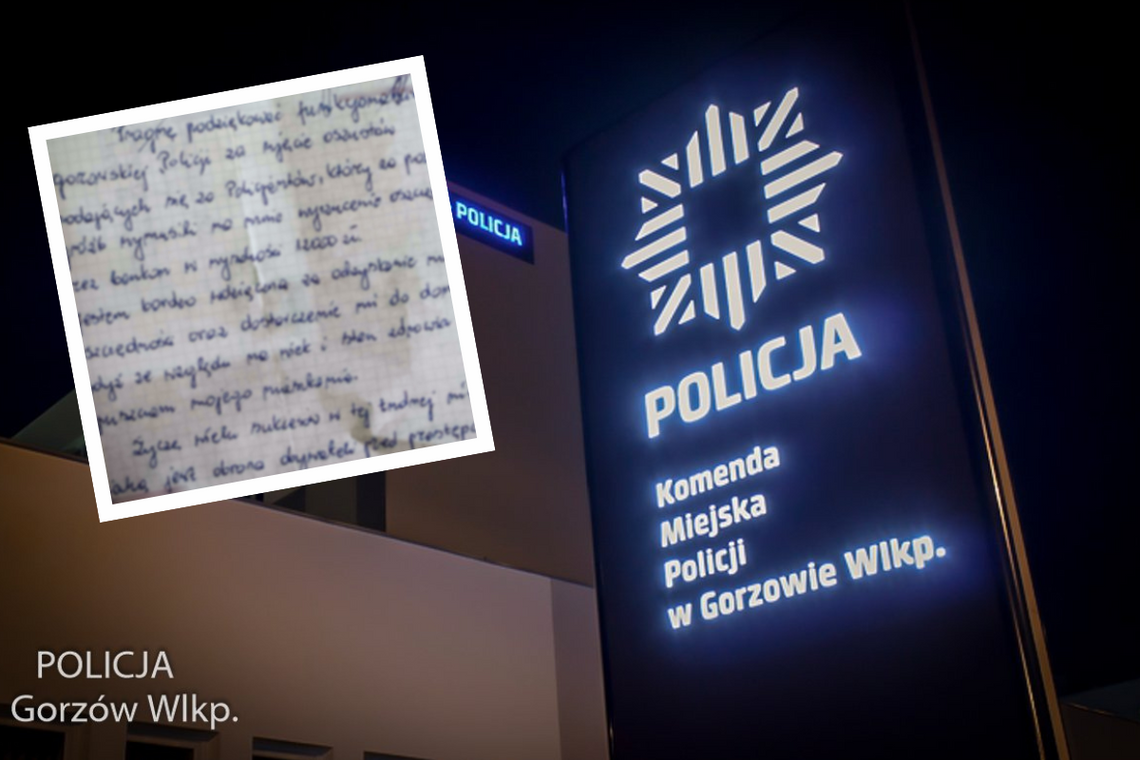 Słowa podziękowania od seniorki. Policjanci odzyskali jej pieniądze